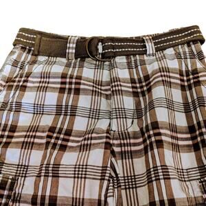URBAN PIPELINE Brown Plaid Cargo Shorts Boys 14
